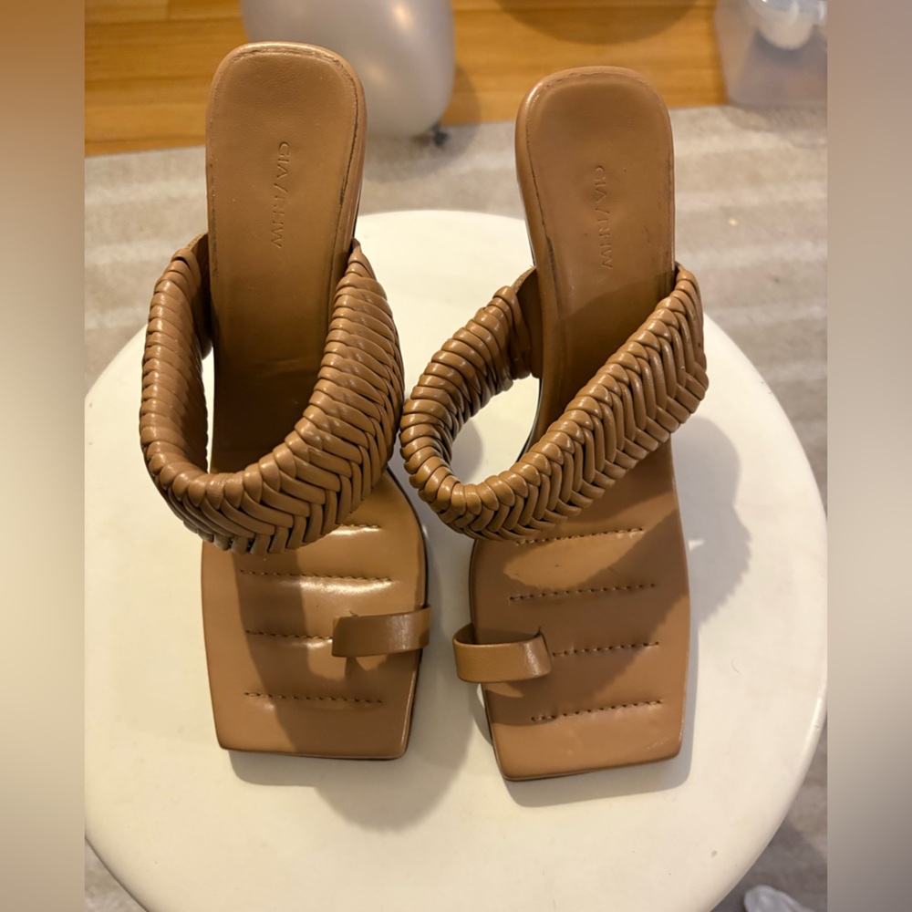 Gia Borghini Tan Woven Strap Sandals